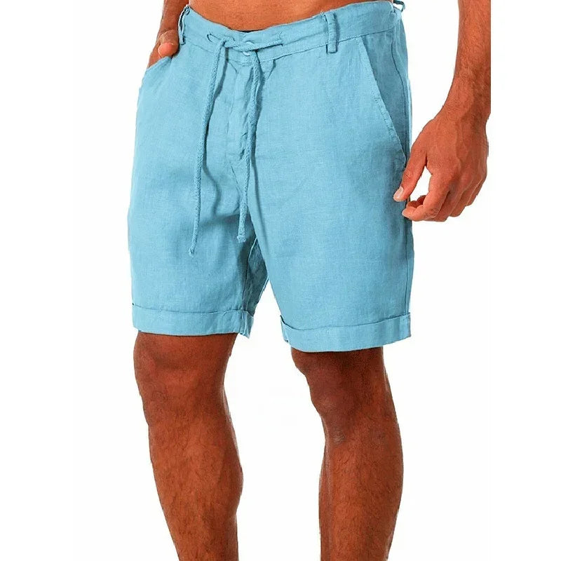 Men's Linen Casual Breathable Joggers Pants Fashion Short Trousers Street Pants Men Clothing