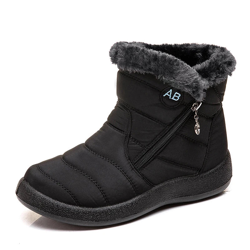 Botas de nieve para mujer, botas cómodas para mujer, zapatos impermeables para mujer, zapatos con cremallera, botas de invierno de piel suave para mujer, botas para mujer