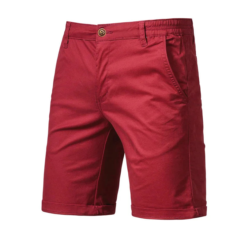 2023 Summer Men's Shorts Cotton Mid-Rise Casual Business Printed Beach Stretch Chino Shorts Classic Fit Short Homme
