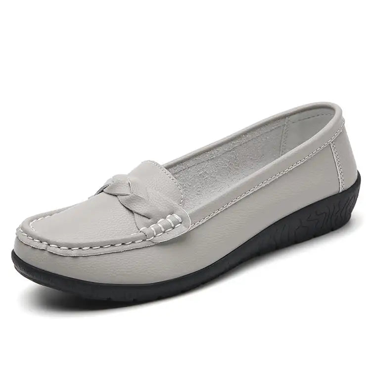 Zapatos planos de moda para mujer, mocasines transpirables para mujer, mocasines de piel auténtica para caminar, calzado para mujer