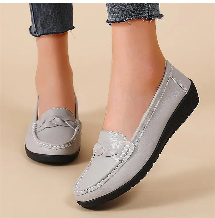 Zapatos planos de moda para mujer, mocasines transpirables para mujer, mocasines de piel auténtica para caminar, calzado para mujer