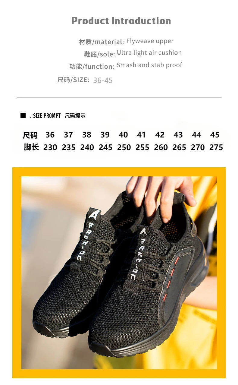 Zapatillas de trabajo, zapatos con punta de acero, zapatos de seguridad para hombres, zapatos de trabajo a prueba de pinchazos, botas, calzado indestructible de moda, seguridad