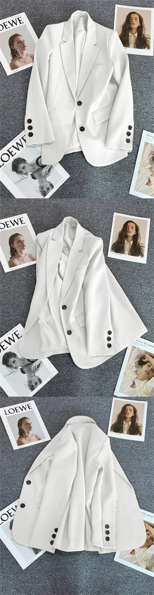 Jaqueta feminina nova na moda coreana, terno pequeno, blusa marrom, casaco, roupas soltas, retas, temperamento fino, blazer para mulheres chique