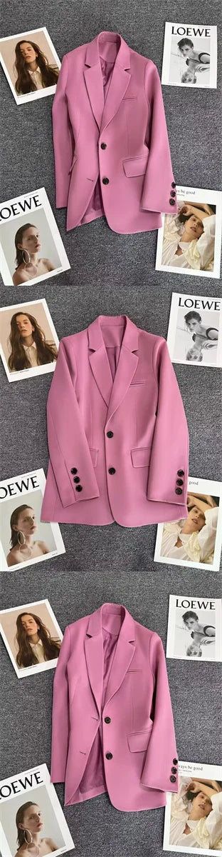Jaqueta feminina nova na moda coreana, terno pequeno, blusa marrom, casaco, roupas soltas, retas, temperamento fino, blazer para mulheres chique