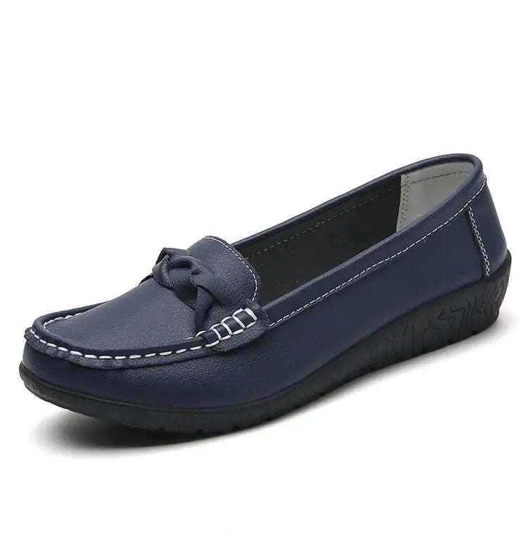 Zapatos planos de moda para mujer, mocasines transpirables para mujer, mocasines de piel auténtica para caminar, calzado para mujer
