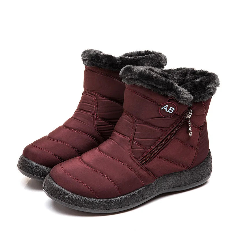 Botas de nieve para mujer, botas cómodas para mujer, zapatos impermeables para mujer, zapatos con cremallera, botas de invierno de piel suave para mujer, botas para mujer
