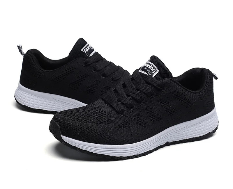 Zapatos casuales de mujer, zapatillas planas de malla transpirables a la moda para caminar, zapatillas de deporte para mujer 2021, zapatos vulcanizados para gimnasio, calzado blanco para mujer