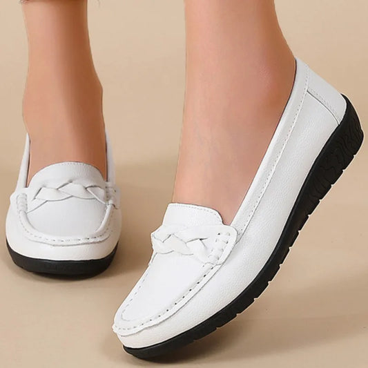 Fashion Women Flat Shoes, Breathable Loafers for Women, Genuine Leather Walking Moccasins, Women's Footwear