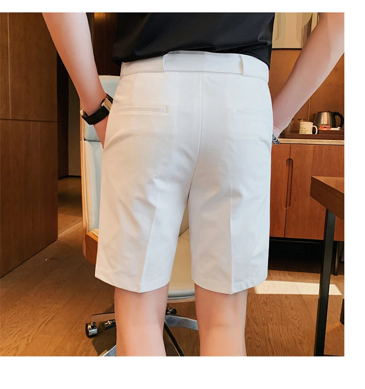 Shorts de terno estilo britânico de verão em 4 cores 2023, masculino, Nápoles, casual, slim fit, calça curta, fashion, slim fit, cor sólida