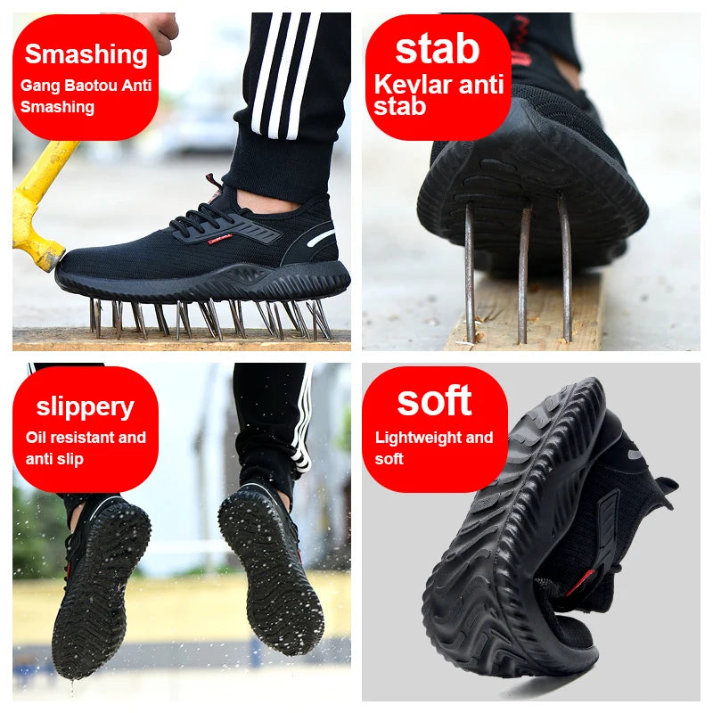 Zapatillas de trabajo, zapatos con punta de acero, zapatos de seguridad para hombres, zapatos de trabajo a prueba de pinchazos, botas, calzado indestructible de moda, seguridad