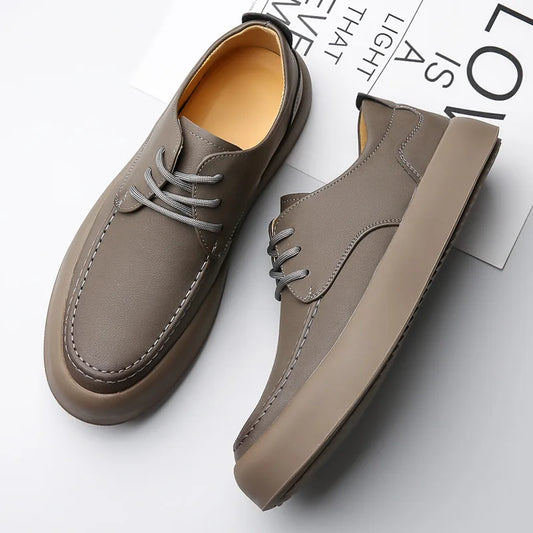 Men's retro handmade leather casual lace-up shoes, non-slip sole, classic stitching, comfortable, slip-on, spring and summer, work