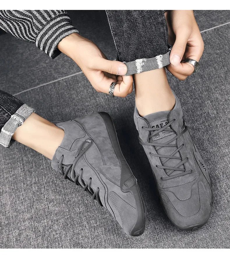 Botines para hombre, primavera 2024, zapatillas informales para hombre, antideslizantes, color caqui, zapatos de trabajo para hombre, botas cortas, mocasines con cordones, zapatillas para hombre
