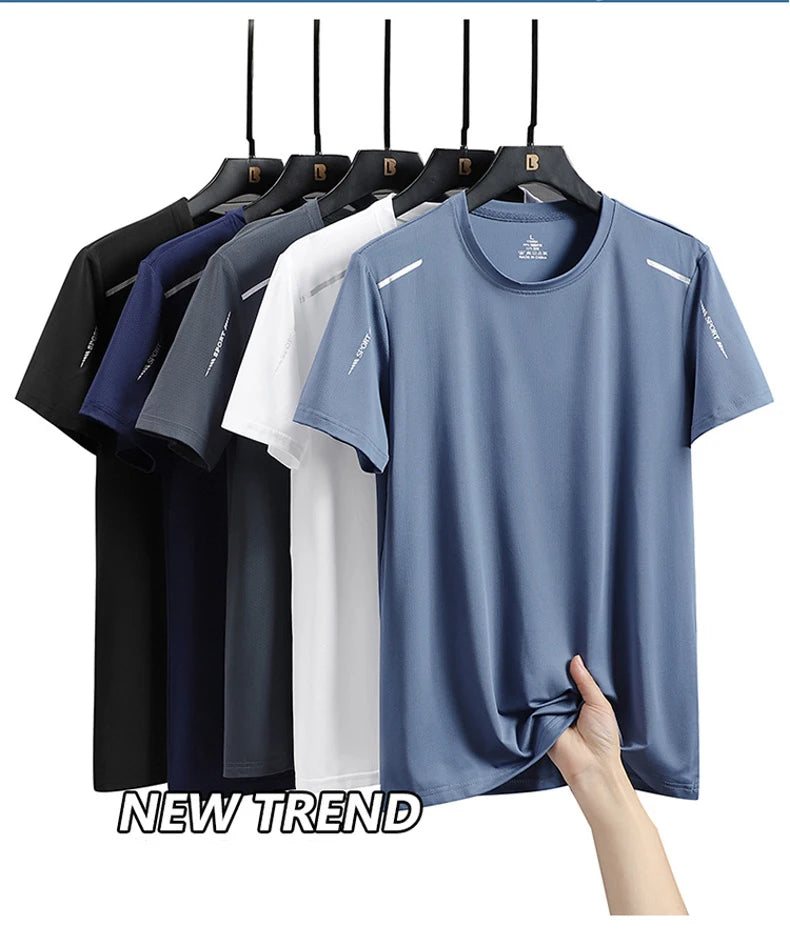 CHRLCK Camisetas de secado rápido para hombre, transpirables, para senderismo, pesca, suaves y elásticas, para deportes al aire libre, cortas, de verano