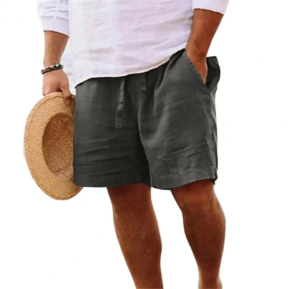 2024 New Men's Cotton Linen Shorts Summer Breathable Solid Color Fitness Short Pants Streetwear M-4xl