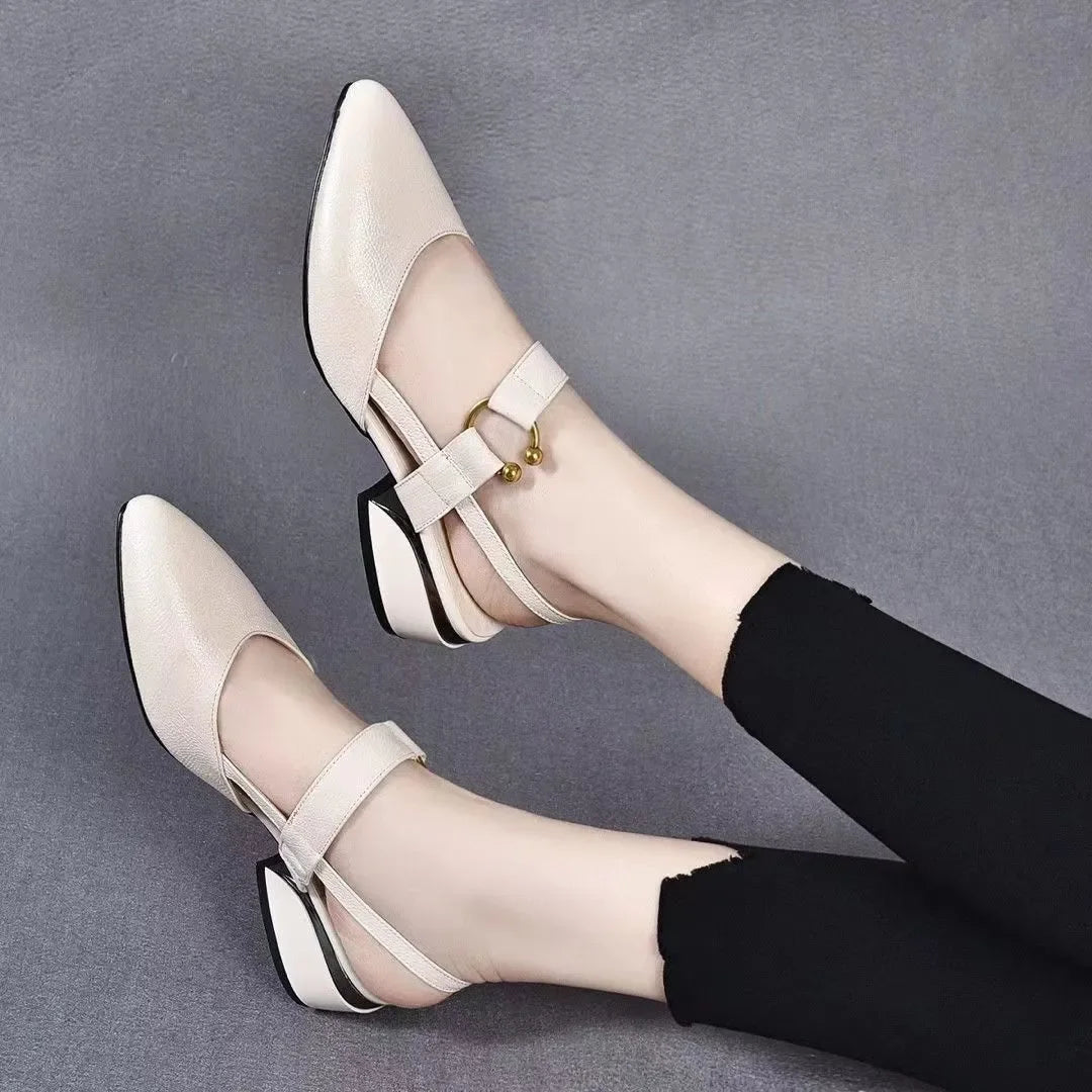 Zapatos de tacón alto para mujer, ligeros, amarillos, punta abierta, cómodos, primavera-verano, elegantes sandalias negras para casa y playa E1105