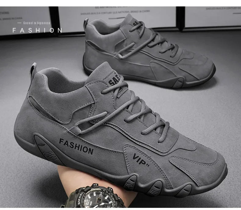 Botines para hombre, primavera 2024, zapatillas informales para hombre, antideslizantes, color caqui, zapatos de trabajo para hombre, botas cortas, mocasines con cordones, zapatillas para hombre
