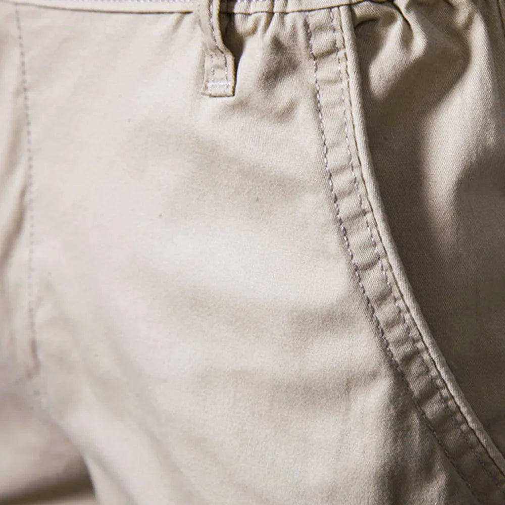 2023 Summer Men's Shorts Cotton Mid-Rise Casual Business Printed Beach Stretch Chino Shorts Classic Fit Short Homme