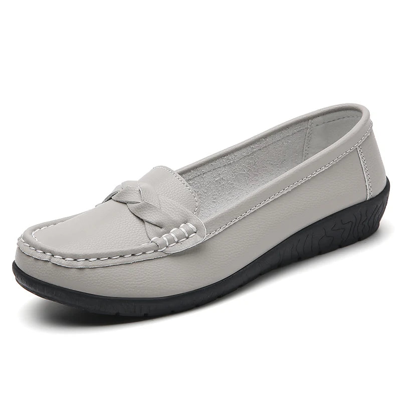 Zapatos planos de moda para mujer, mocasines transpirables para mujer, mocasines de piel auténtica para caminar, calzado para mujer