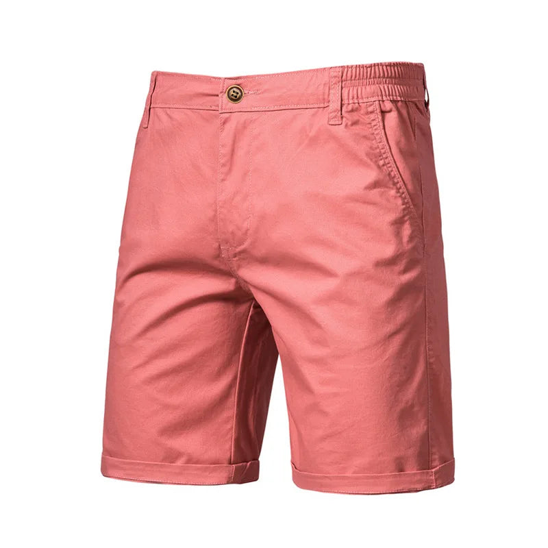 2023 Summer Men's Shorts Cotton Mid-Rise Casual Business Printed Beach Stretch Chino Shorts Classic Fit Short Homme