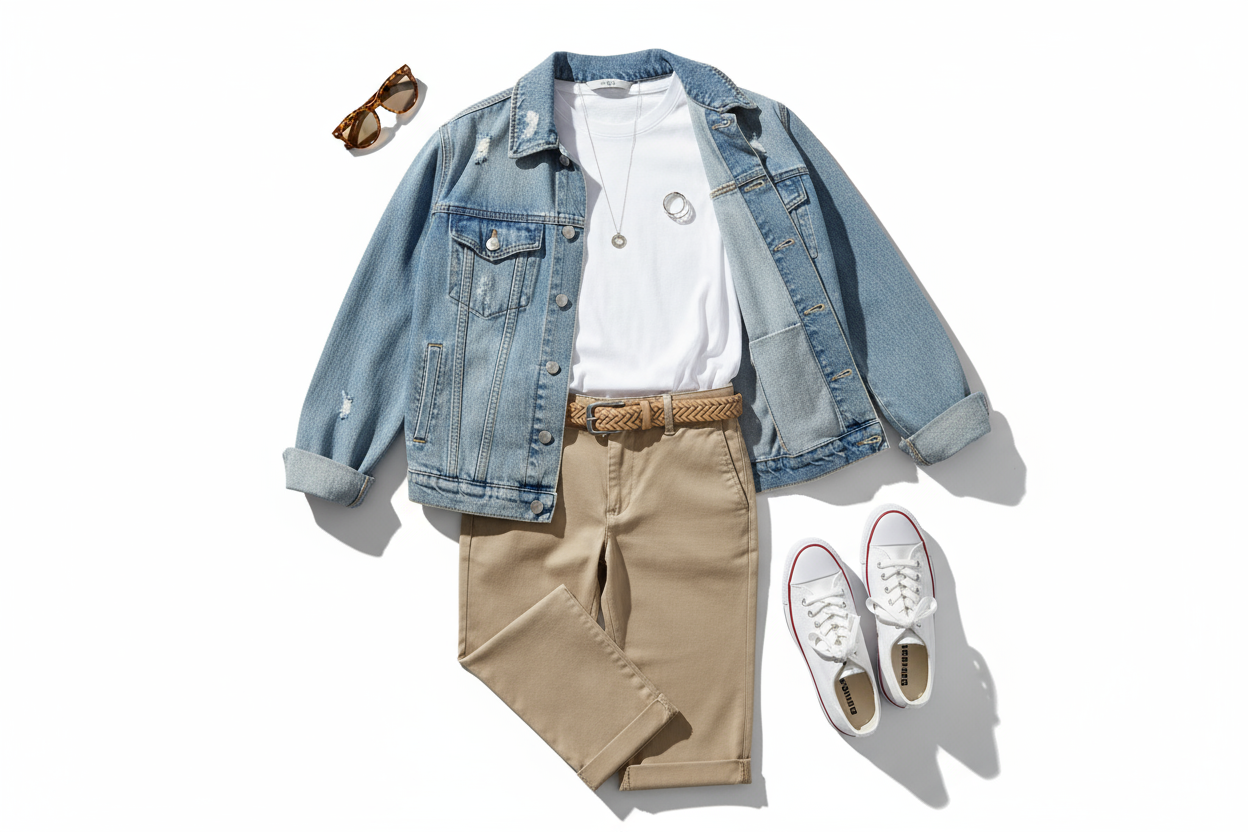 gere uma imagem de roupa casual feminina, aoenas as roupas